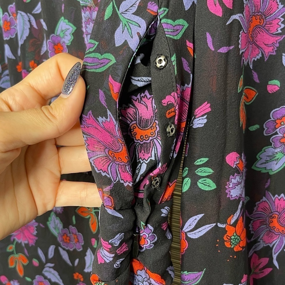 Veronica Beard Robin Silk Floral Mini Dress Purple Black Size 2 - Picture 5 of 10